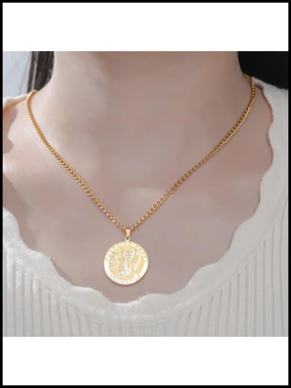Stainless Steel Guardian Angel Pendant Necklace Religious Keepsake Jewelry